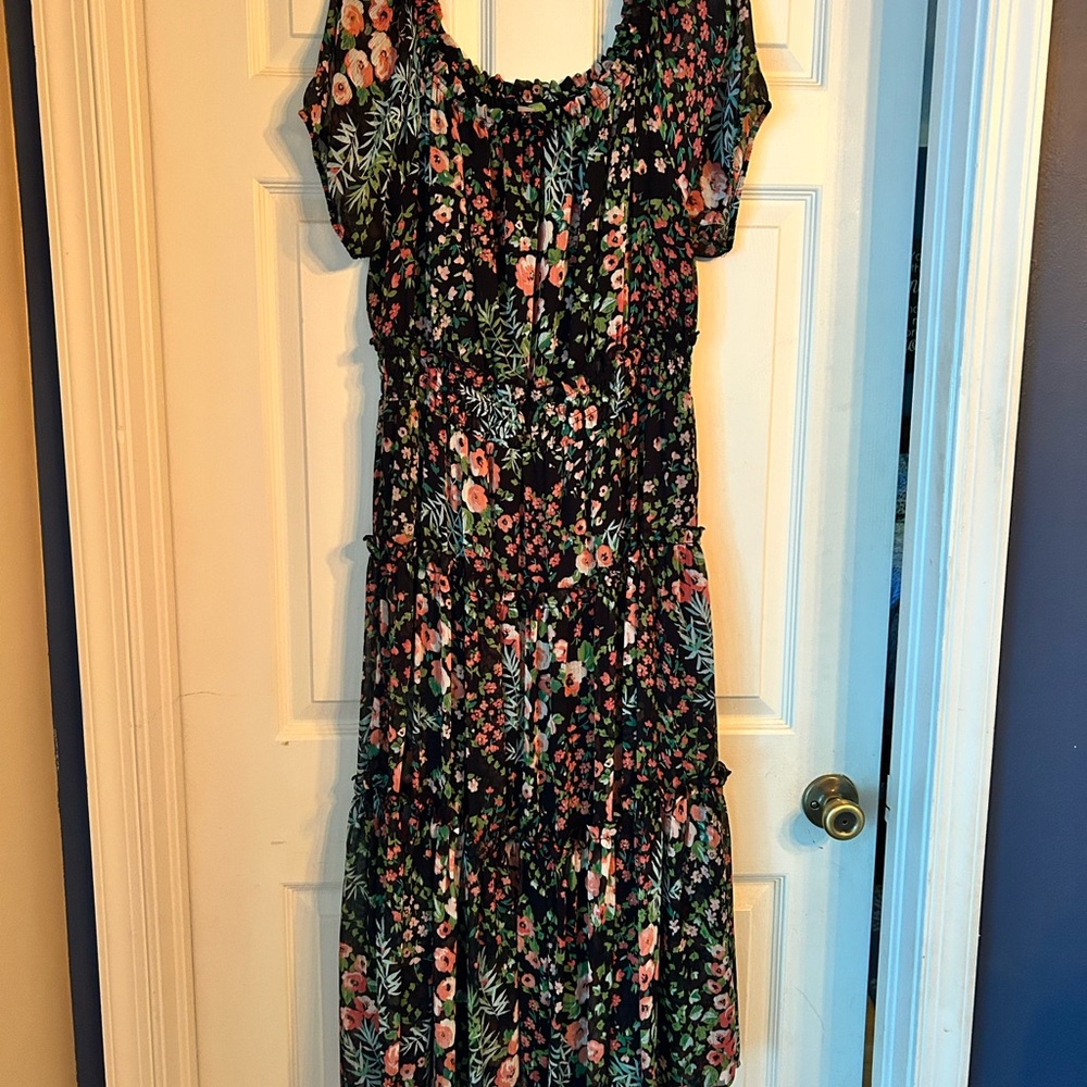 Tommy Hilfiger Floral Black Maxi Dress - Like new